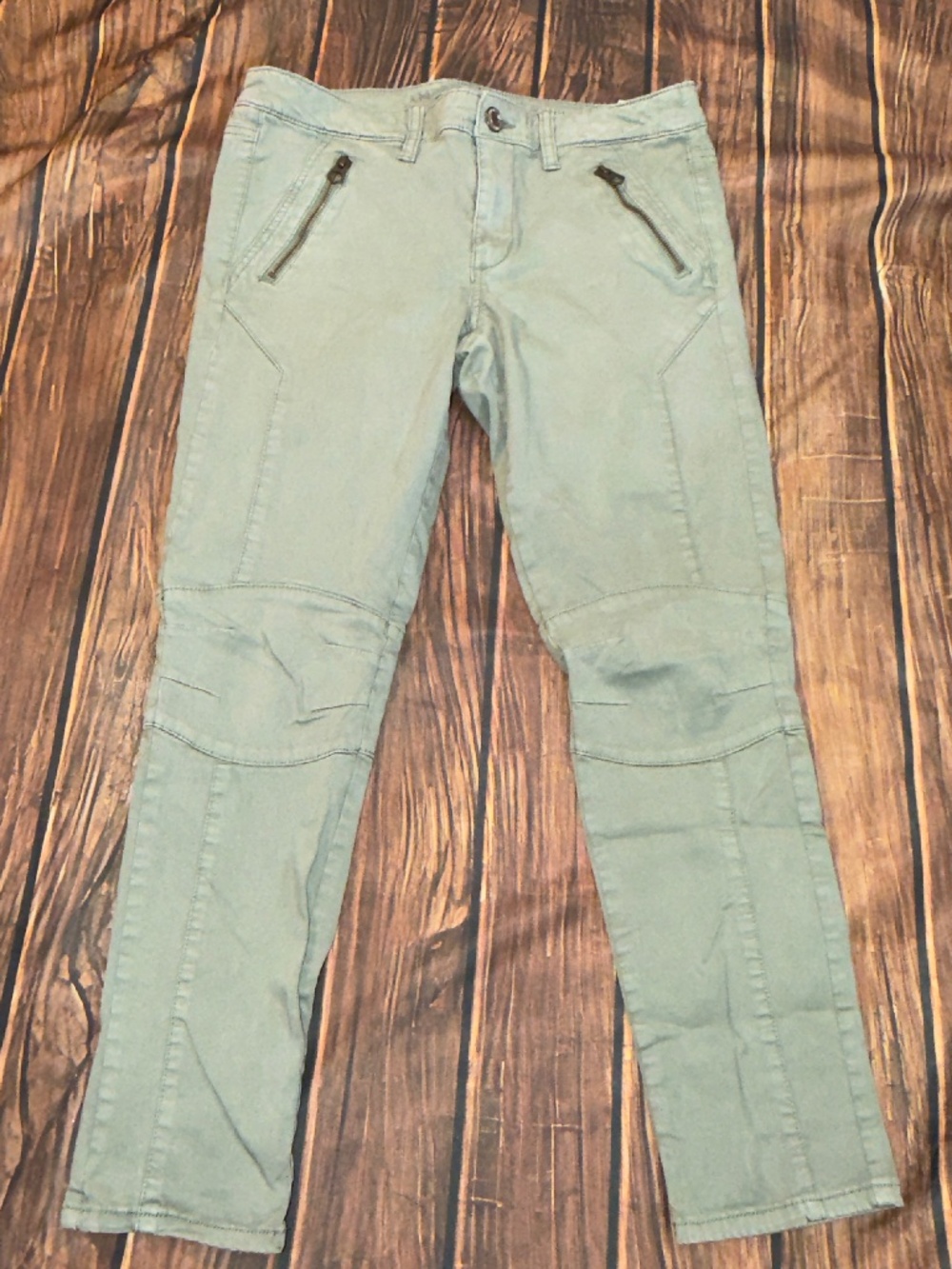 American Eagle Womens 10 Regular Moto Jegging Ankle Skinny Pants Green Stretch